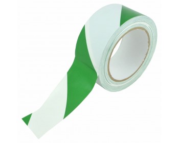 50mm x 33m Green/White Adhesive Hazard Tape